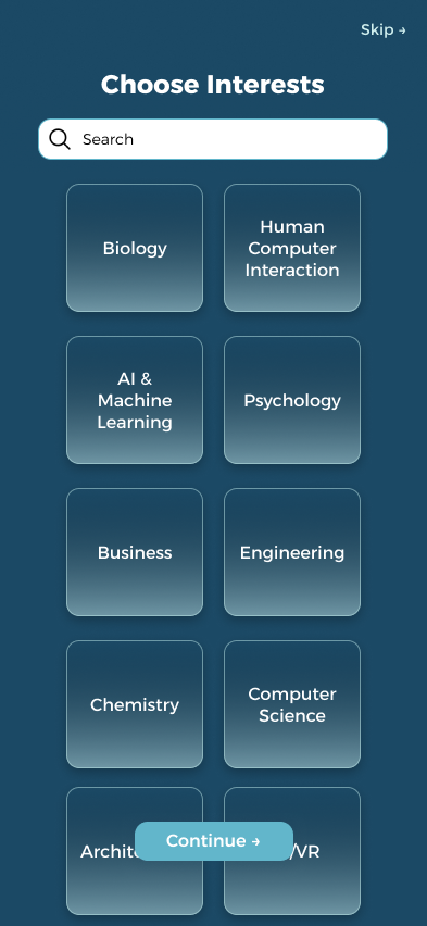 ResearchGate — Choose interests